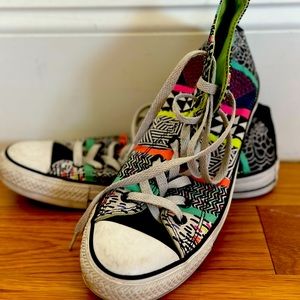 One of a kind multicolor Black Converse high tops